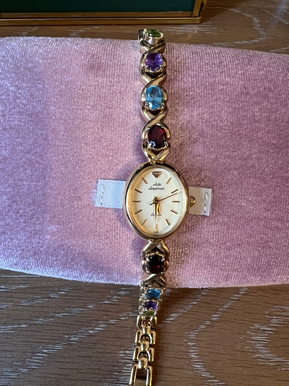 Jules Jurgensen Gold-Tone Women's Bracelet Watch with Multicolor Gem Accents